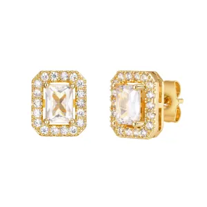 Γυναικεία σκουλαρίκια ατσάλι 316L με λευκές πέτρες χρυσό bode 03631