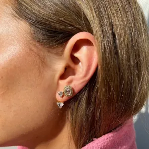 Γυναικεία σκουλαρίκια ατσάλι 316L με λευκές πέτρες χρυσό bode 03631