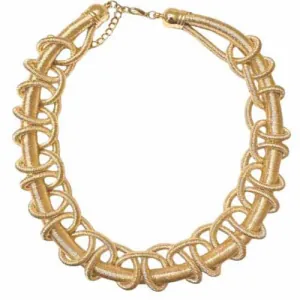 Women's knitted necklace with impressive design gold bode 03650