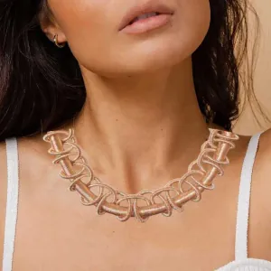 Women's knitted necklace with impressive design rose-gold bode 03651