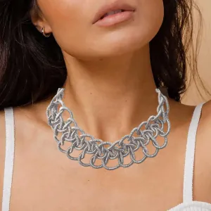 Women's knitted necklace with impressive design gold bode 03652