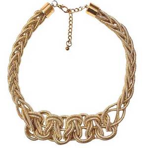 Women's knitted necklace with impressive design gold bode 03653