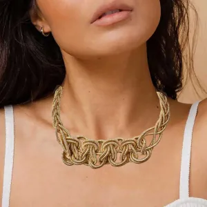 Women's knitted necklace with impressive design gold bode 03653