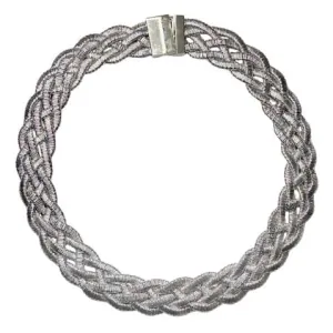 Women's knitted necklace with impressive design silver bode 03654