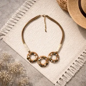 Καλοκαιρινό γυναικείο κολιέ πλεκτό με σχέδιο μπεζ bode 03672