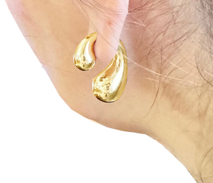 Γυναικεία σκουλαρίκια Διπλής Όψης Chunky Drops ατσάλι 316L χρυσό bode 02683
