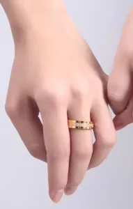 Unisex δαχτυλίδι Βέρα 6mm με λευκές πέτρες ατσάλι 316L χρυσό bode 03788