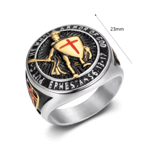 Men's ring Hiphop Cross Knight stainless steel 316L silver 