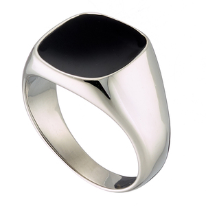 Ανδρικό δαχτυλίδι με μαύρη πέτρα ατσάλι 316L ασημί Art03912