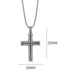  Men's steel cross with chain 316L silver