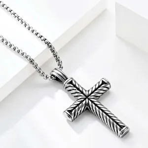  Men's steel cross with chain 316L silver