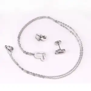 Women's Set necklace-earrings hypoallergenic steel 316L silver