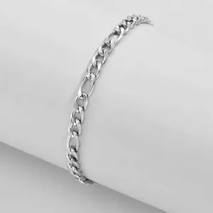 Men's 316L steel Figaro chain bracelet silver