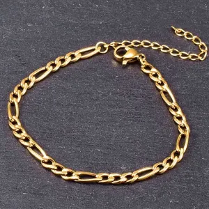 Men's 316L steel Figaro chain bracelet gold