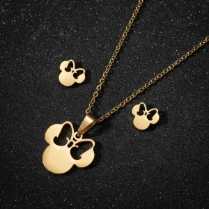 Children's Set necklace-earrings hypoallergenic steel Mini mouse 316L gold