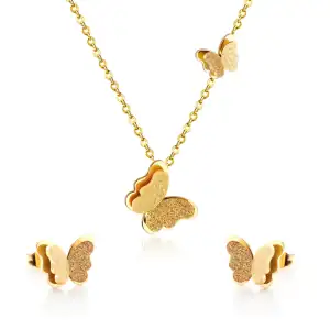 Women's Set necklace-earrings hypoallergenic steel 316L gold
