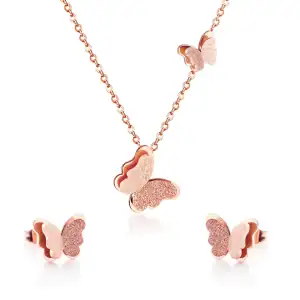 Women's Set necklace-earrings hypoallergenic steel 316Lroz gold