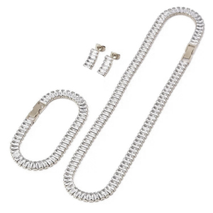 Women's Set Necklace & Earrings & Bracelet steel 316L silver