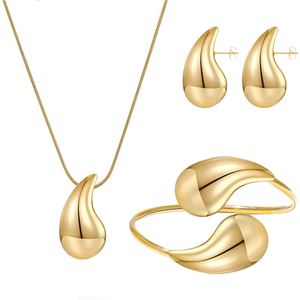 Women's Set necklace-earrings-bracelet Chunky Dropssteel 316L gold
