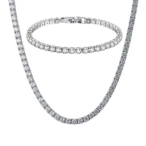 Γυναικείο Σετ Kολιέ & Βραχιόλι ατσάλι 316L ασημί bode 04086