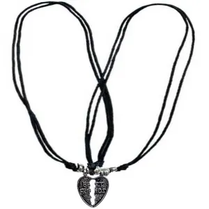 Friendship Necklace Best friends double metal with cord in silver color