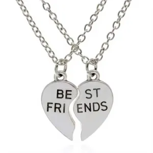 Σετ δύο Κολιέ Φιλίας Best friends με διπλή αλυσίδα ατσάλι 316L ασημί/μαύρο  bode 05127