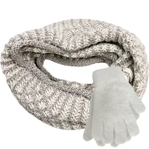 Women's knitted neck-gloves set Verde 12-0478 white 
