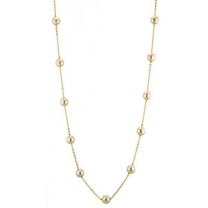 Womens necklace  pearls steel 316L gold