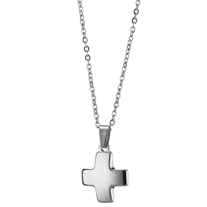 Womens necklace cross steel 316 L silver
