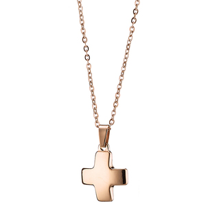 Womens necklace cross steel 316 L rose-gold