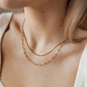 Women's necklace with double chain 316L steel gold