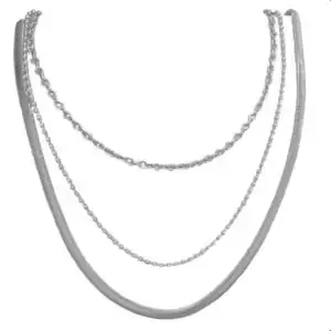 Women's necklace with triple chain 316L steel silver