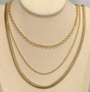 Women's necklace with triple chain 316L steel gold