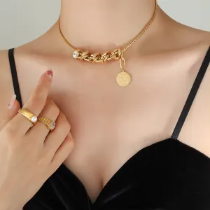 Γυναικείο Κολιέ με ιδιαίτερο σχέδιο ατσάλι 316L χρυσό bode 07183