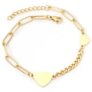 Women's steel bracelet with heart 316L gold