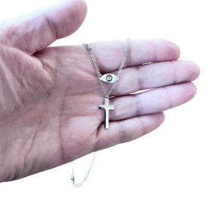 Women's double necklace steel 316L silver bode 07216