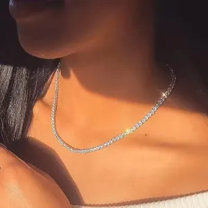 Women's Necklace with Zircon Stones White steel 316L silver