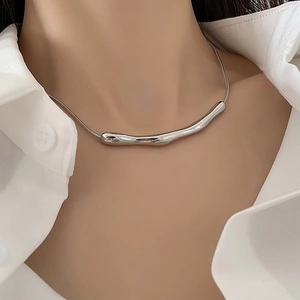 Women's necklace geometrical steel 316L silver 