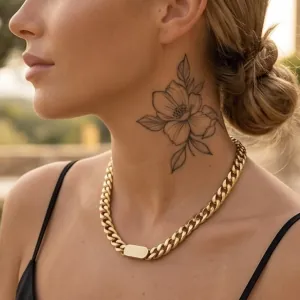 Women's chain necklace 8mm gold-plated steel 316L.
