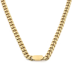 Women's chain necklace 8mm gold-plated steel 316L.