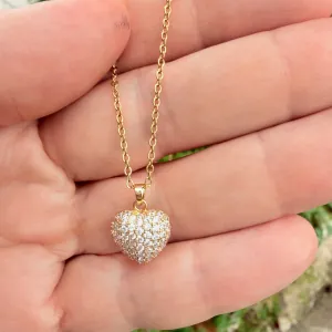 Γυναικείο Κολιέ Καρδιά με Λευκές Πέτρες Zircon ατσάλι 316L  χρυσό bode 07268G