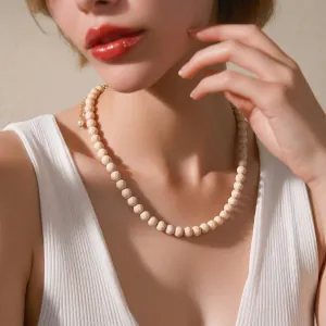 Γυναικείο Κολιέ με γυάλινες χάντρες ανοξείδωτο ατσάλι μπεζ bode 07278