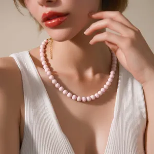 Γυναικείο Κολιέ με γυάλινες χάντρες ανοξείδωτο ατσάλι ροζ bode 07278P