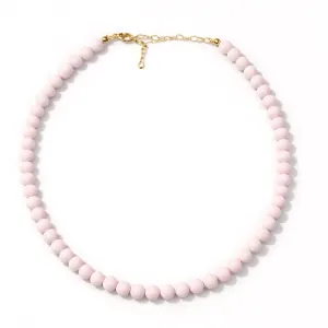 Γυναικείο Κολιέ με γυάλινες χάντρες ανοξείδωτο ατσάλι ροζ bode 07278P