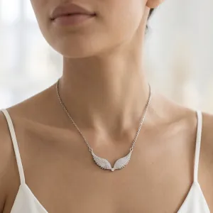 Γυναικείο Κολιέ Φτερά Αγγέλου με Πέτρες Zircon Ασημί bode 07288
