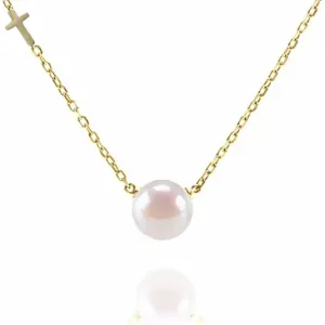 Womens necklace pearl steel 316 L gold