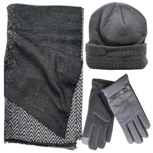 Verde Set Men's Hat & Scarf & Gloves one size black/grey 