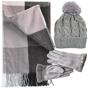 Verde Set Women's Hat and Scarf and gloves one size 12-0440 grey