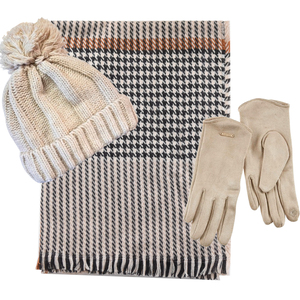 Verde Set Women's Hat and Scarf and gloves one size 12-0445 beige