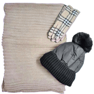 Verde Set Women's Hat and Scarf and gloves one size 12-0453 brown/black